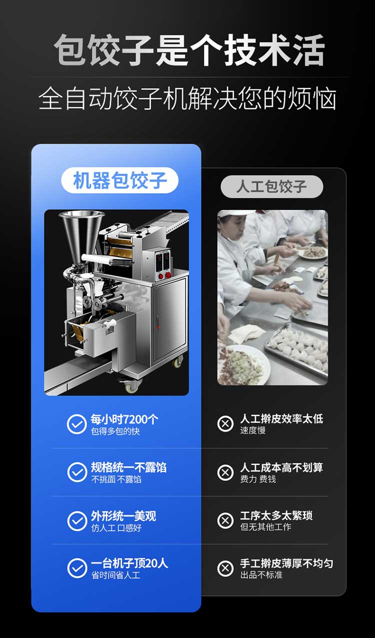全自动饺子机对比手工包饺子的优势