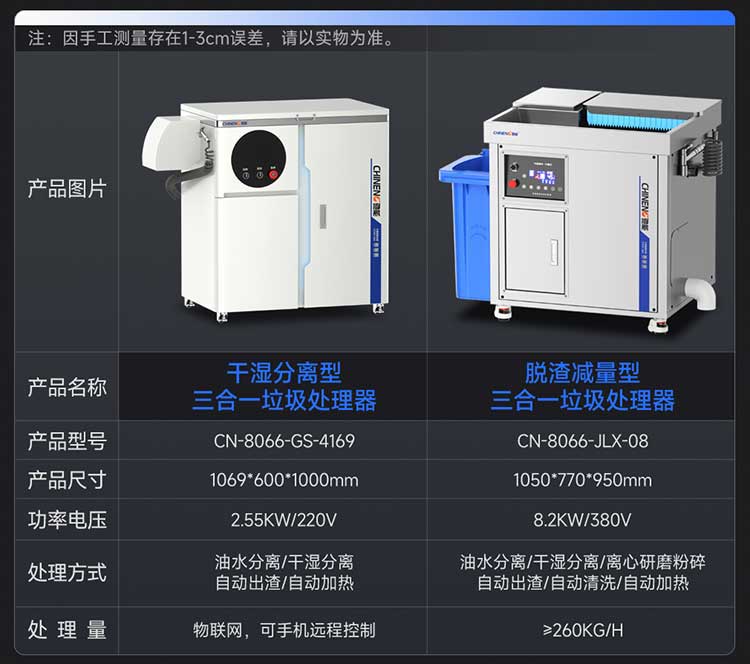 干湿分离型三合一垃圾处理器参数图