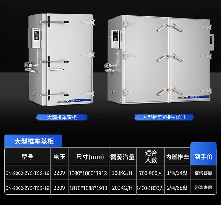 大型推车式蒸柜参数图
