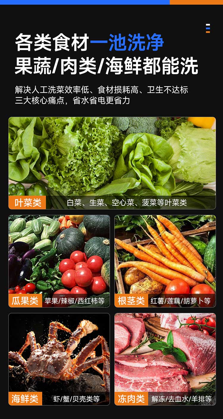 鼓泡洗菜机各类食材一池洗净