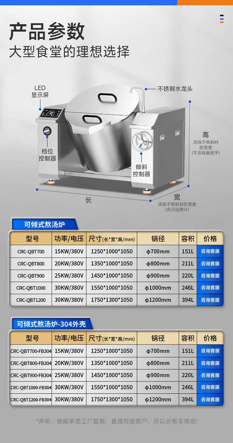驰能电磁摇摆汤炉CRC-QBT1200-FB304参数图