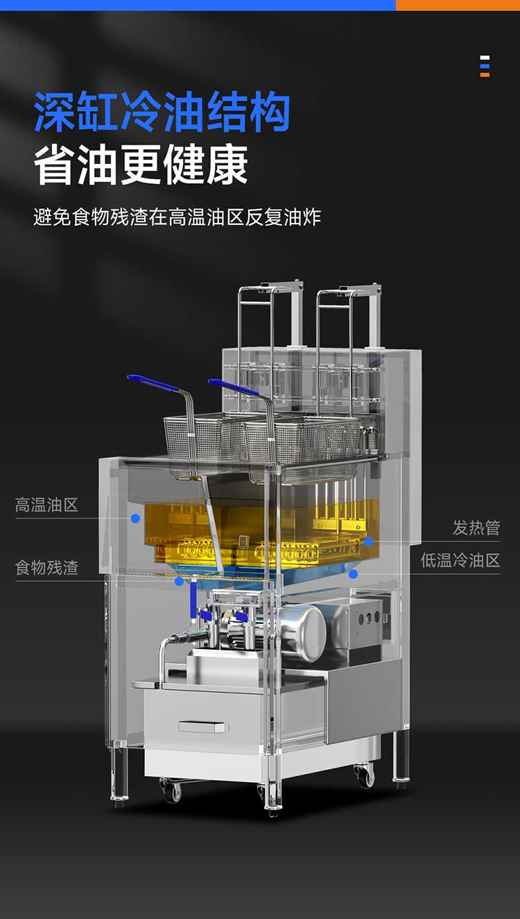 自动升降电炸炉深缸冷油结构省油更健康