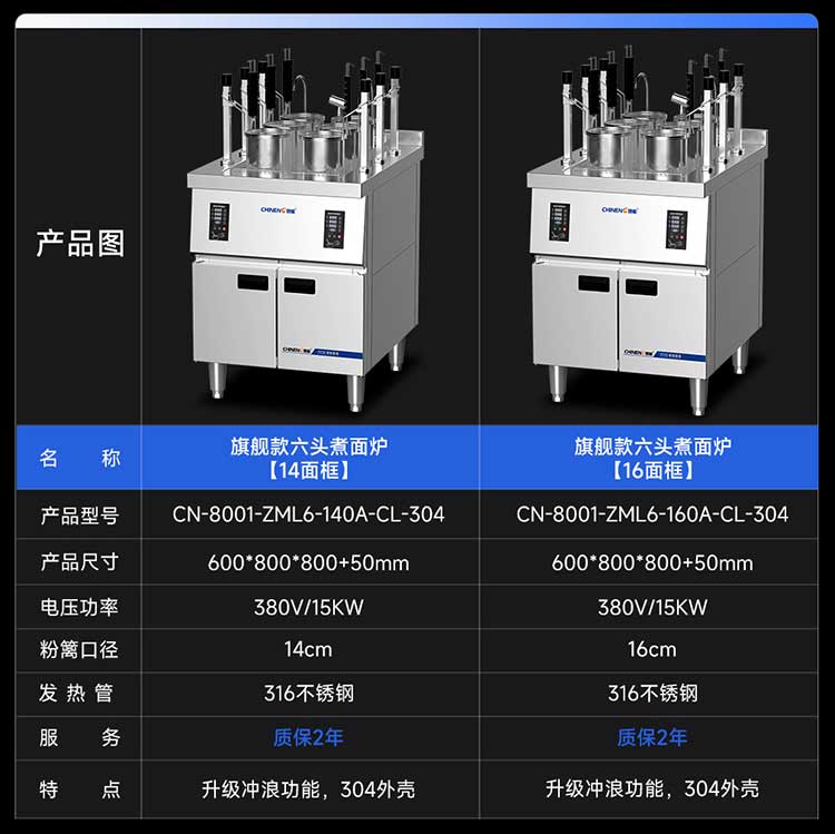 旗舰款6头煮面炉参数图