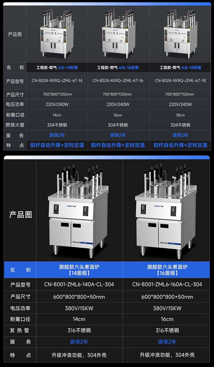 工程款自动升降煮面炉参数图